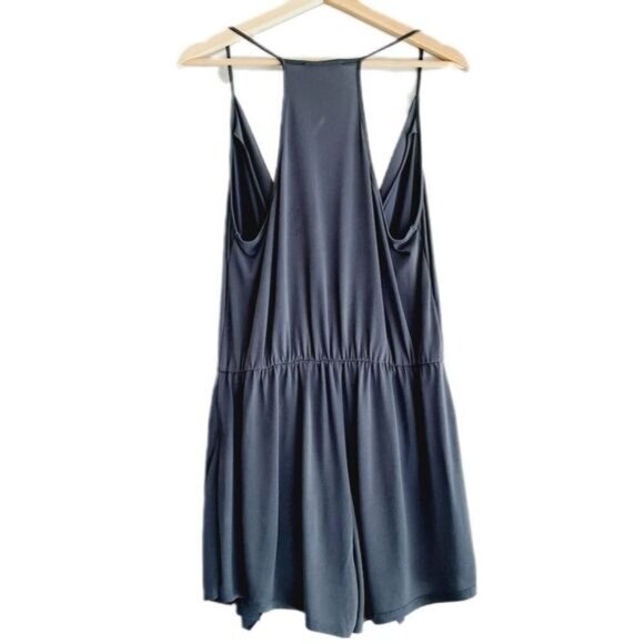 BEAR DANCE / Surplice Spaghetti Strap Stretchy & Soft Romper Blue Sz L - Picture 6 of 10